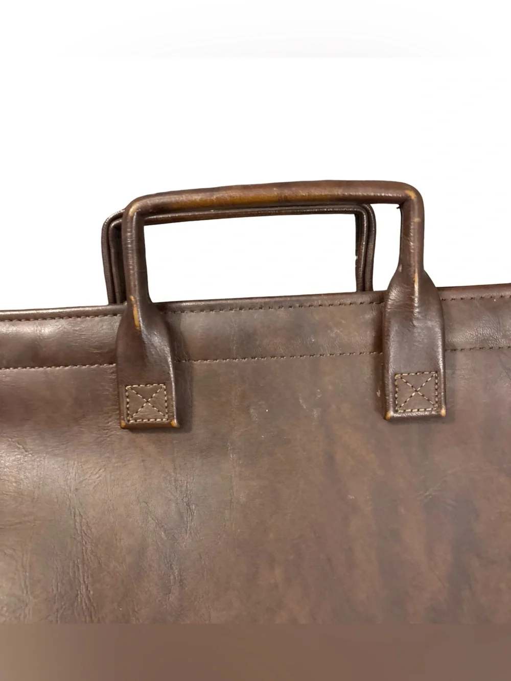 Brown Leather Briefcase Collectible Durable Old Money Portfolio Tote or Caryall